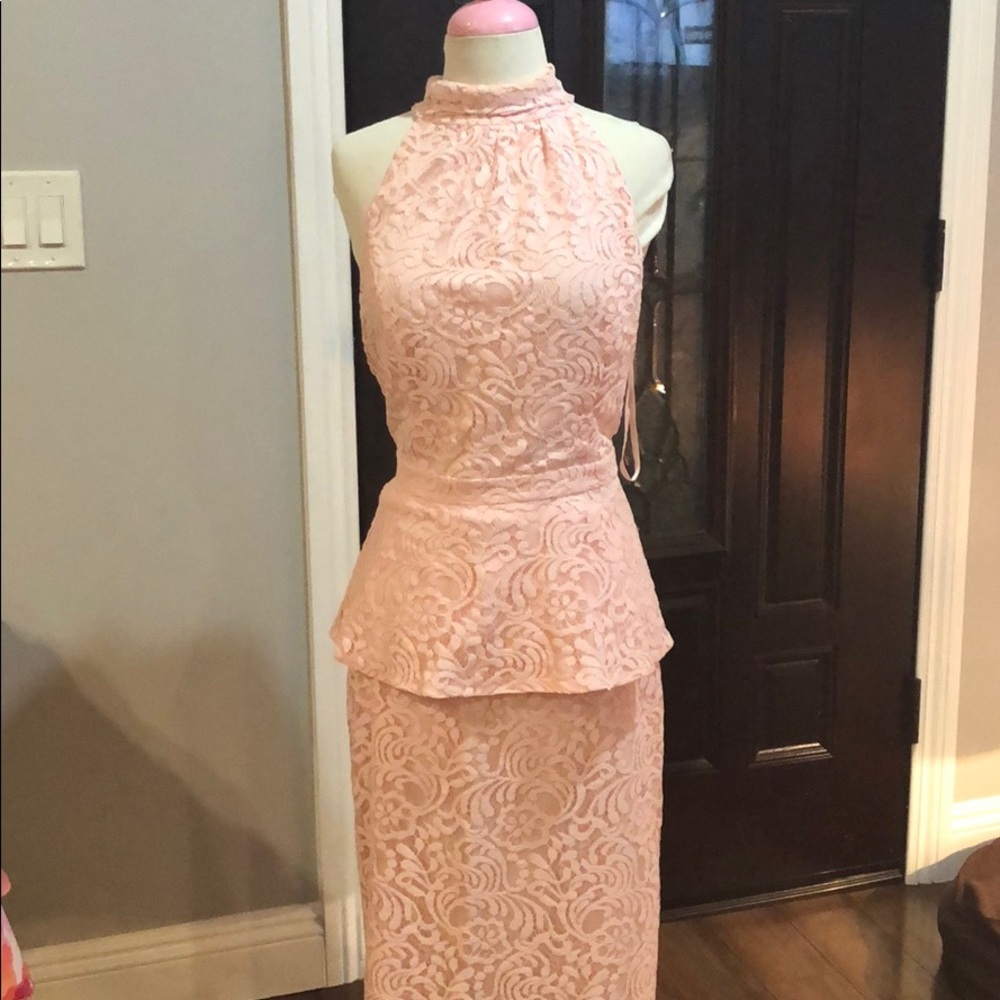 Eva Mendes pink lace halter top